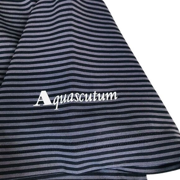 Aquascutum Golf Polo Shirt Mens Size M Grey Fitted Striped Short Sleeve Trim - Picture 7 of 16
